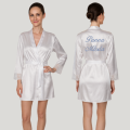 Szlafrok z satyny z haftem Panna Młoda