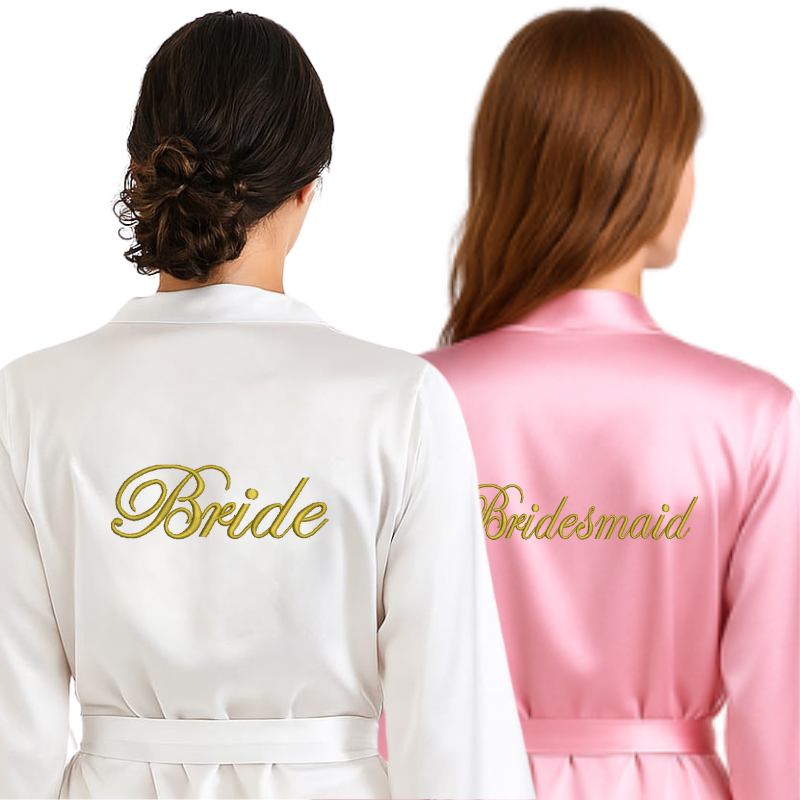 Zestaw 2 szlafroki z haftem Bride i Maid of Honor/ Bridesmaid