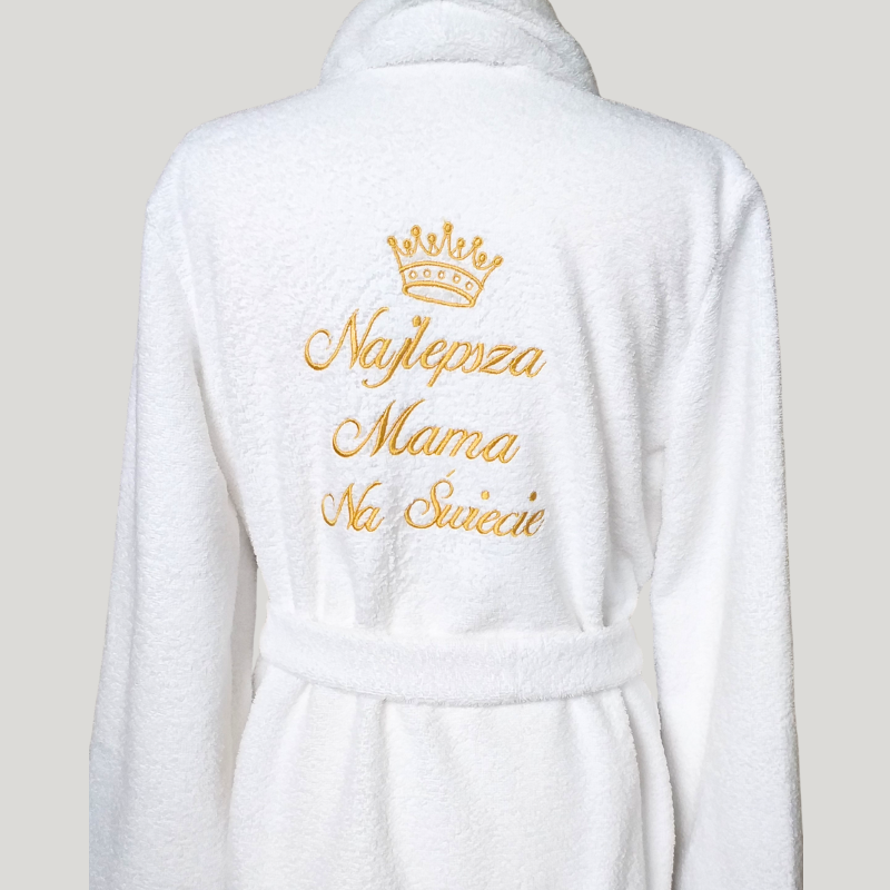 personalizowany szlafrok z bawełny z szalowym kołnierzem