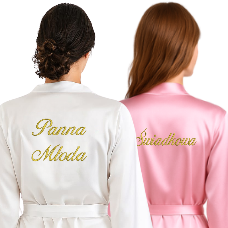 zestaw 2 szlafroki z haftem Panna Młoda i Świadkowa